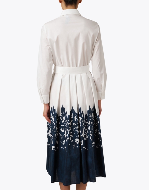 Back image - Piazza Sempione - White and Navy Print Shirt Dress