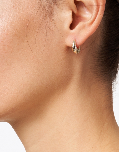 Look image - Loeffler Randall - Adeline Gold and Rhinestones Mini Dome Hoop Earrings