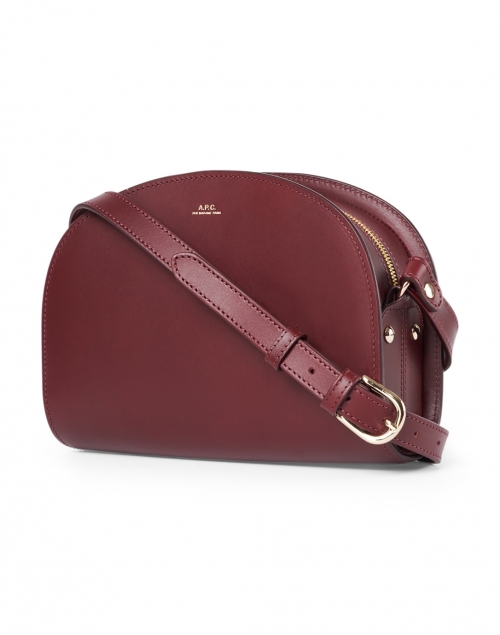 Front image - A.P.C. - Wine Demi Lune Leather Crossbody Bag