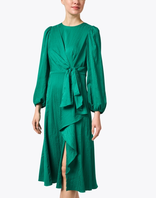 Front image - Shoshanna - Marie Green Satin Jacquard Dress