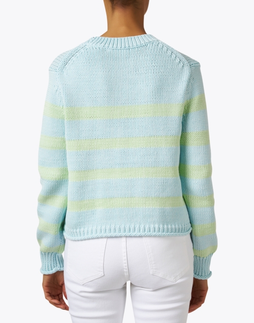 Back image - White + Warren - Aqua and Green Striped Cotton Sweater