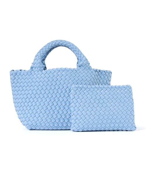 Front image - Naghedi - St. Barths Light Blue Mini Solid Woven Handbag
