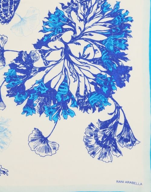Fabric image - Rani Arabella - Blue Coral Print Wool Cashmere Silk Scarf