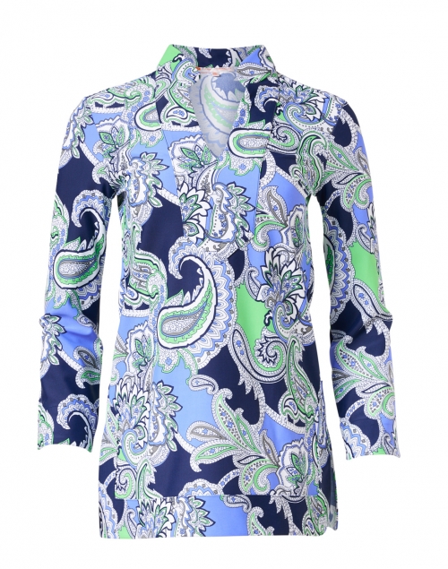 Jude Connally - Chris Periwinkle and Green Paisley Printed Nylon Top