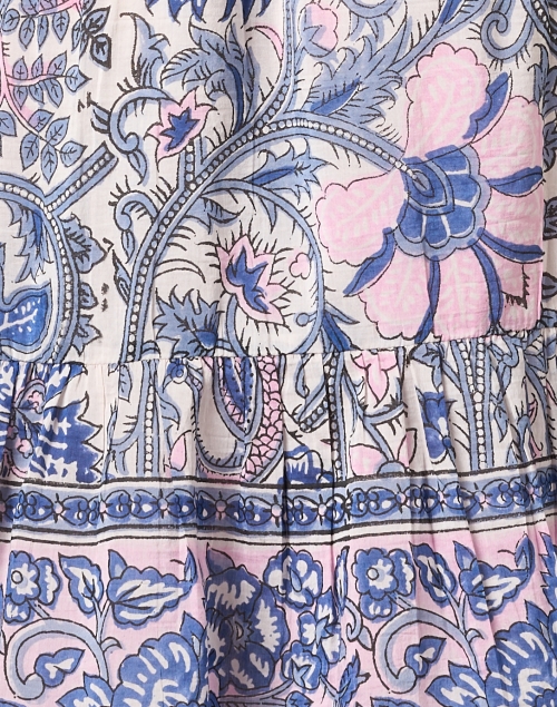 Fabric image - Bell - Colette Blue and Pink Floral Cotton Silk Dress
