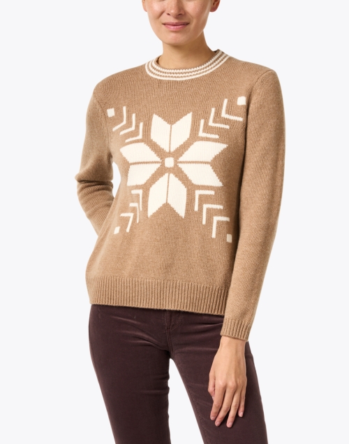 Front image - Chinti and Parker - Camel Wool Cashmere Snowflake Sweater