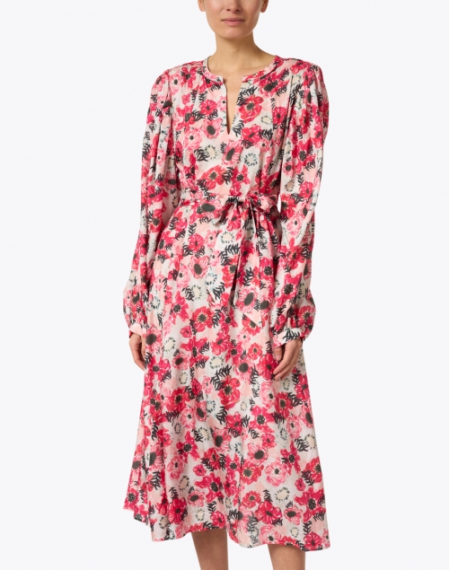 Chufy - Donna Pink and White Floral Silk Dress