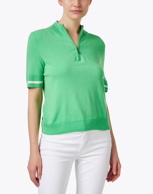 Front image - Marc Cain Sports - Green Quarter Zip Top 