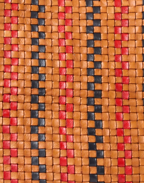 Fabric image - Clare V. - Brown Striped Woven Checker Leather Tote