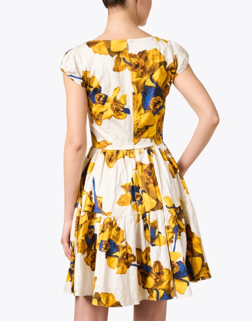 Back image - Jason Wu Collection - White and Yellow Print Dress