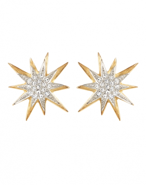 Product image - Kenneth Jay Lane - Gold and Crystal Star Stud Earrings