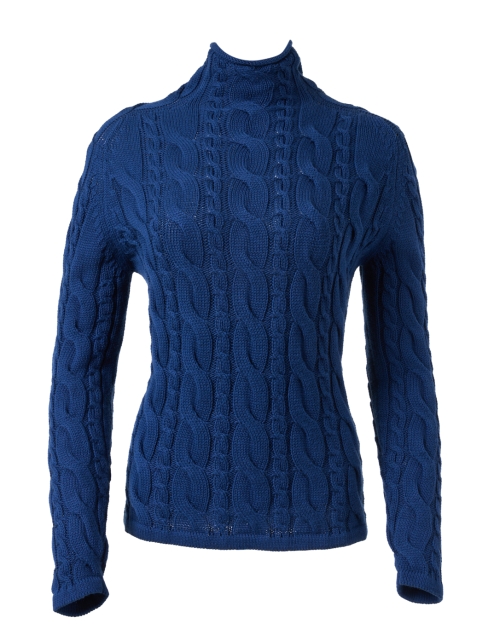 Product image - Blue - Cobalt Blue Cotton Cable Knit Sweater