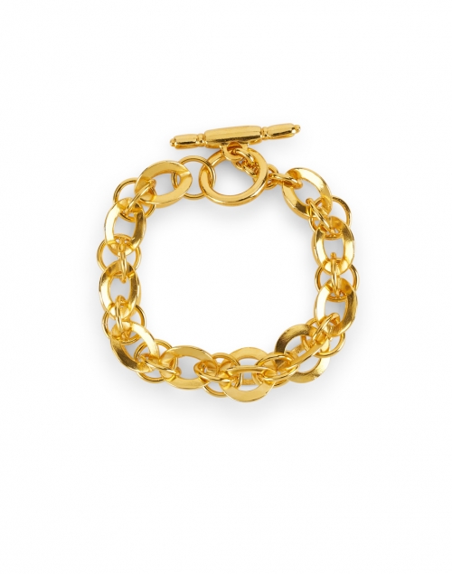 Kenneth Jay Lane - Gold Circular Rounded Chain Link Bracelet