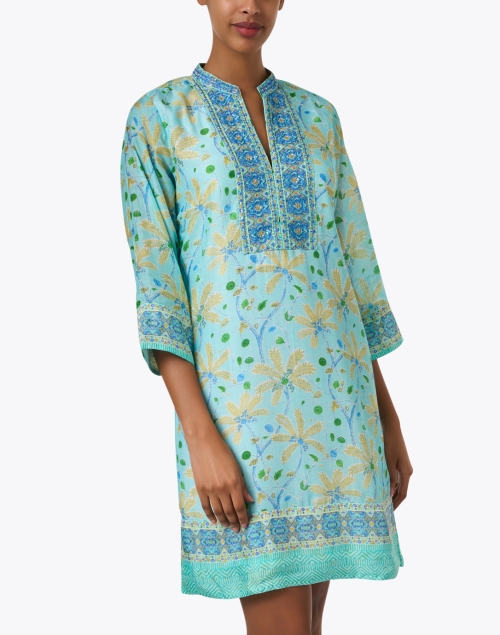 Front image - Bella Tu - Turquoise Print Tunic Dress