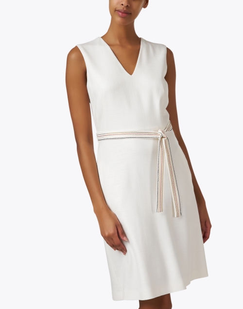 Front image - Piazza Sempione - White Belted Dress