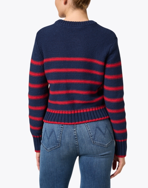 Back image - White + Warren - Navy and Red Striped Cotton Sweater