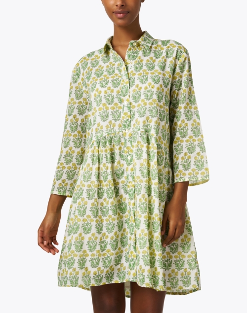 Front image - Ro's Garden - Deauville Yellow Floral Print Shirt Dress