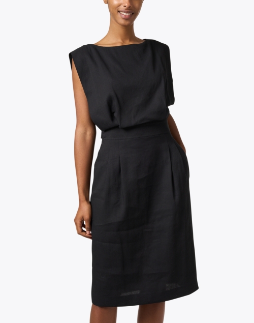 Front image - Lafayette 148 New York - Black Blouson Dress