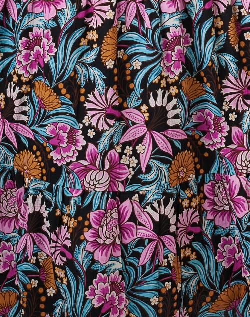 Fabric image - Banjanan - Poppy Black Floral Print Cotton Dress