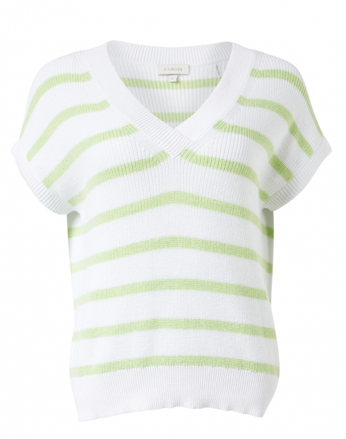 Kinross White and Green Stripe Cotton Sweater