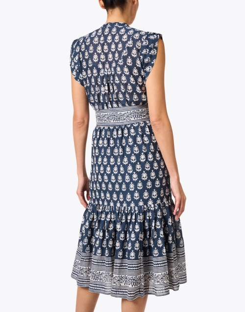 Back image - Bell - Kat Navy Print Cotton Silk Dress
