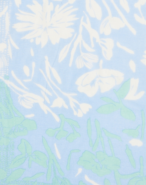Fabric image - Kinross - Light Blue Multi Print Silk Cashmere Scarf