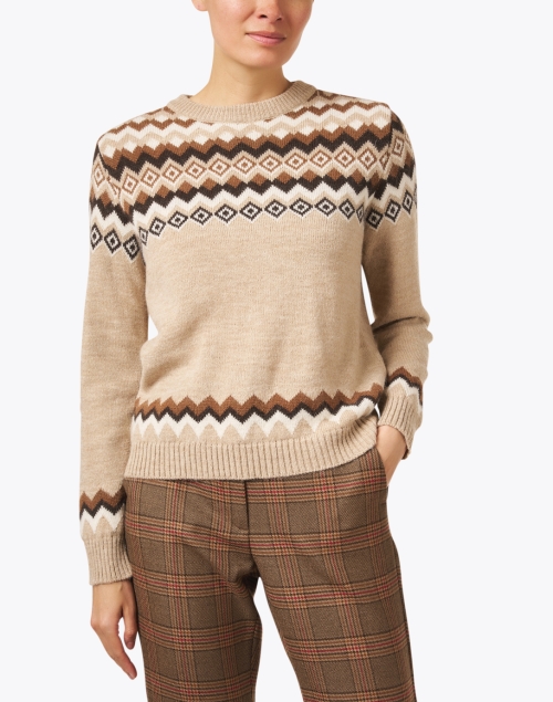 Front image - Weekend Max Mara - Edicola Beige Intarsia Sweater