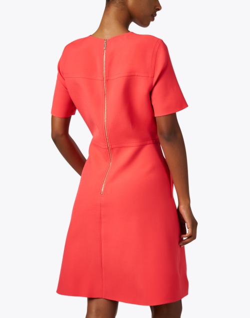 Back image - Lafayette 148 New York - Poppy Red Wool Silk Sheath Dress