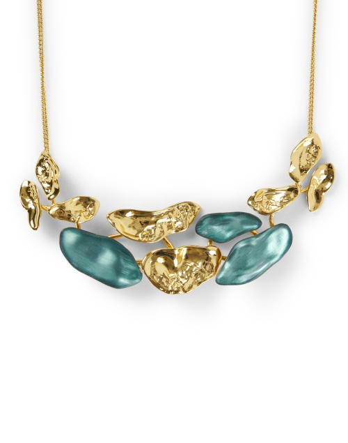 Front image - Alexis Bittar - Mosaic Teal Blue Lucite Necklace