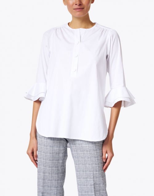 Front image - Dovima Paris - Wren White Stretch Cotton Shirt
