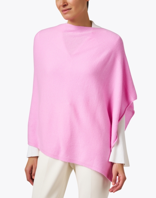 Front image - Kinross - Pink Cashmere Rib Detail Poncho