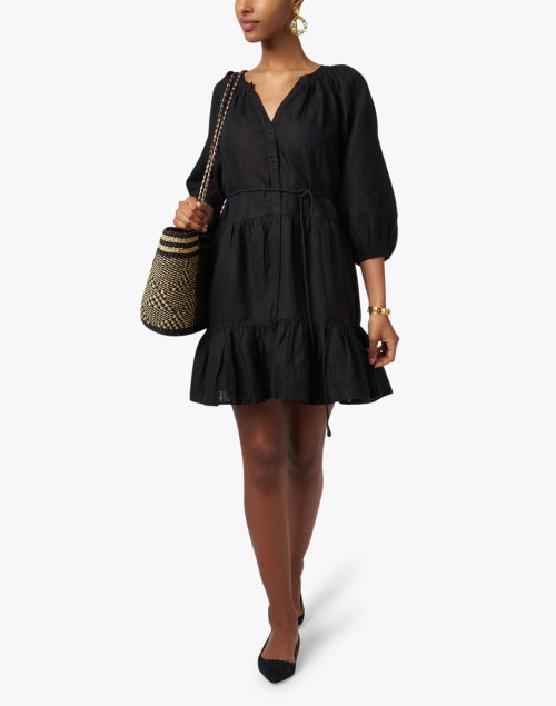 Look image - Apiece Apart - Black Linen Tiered Dress