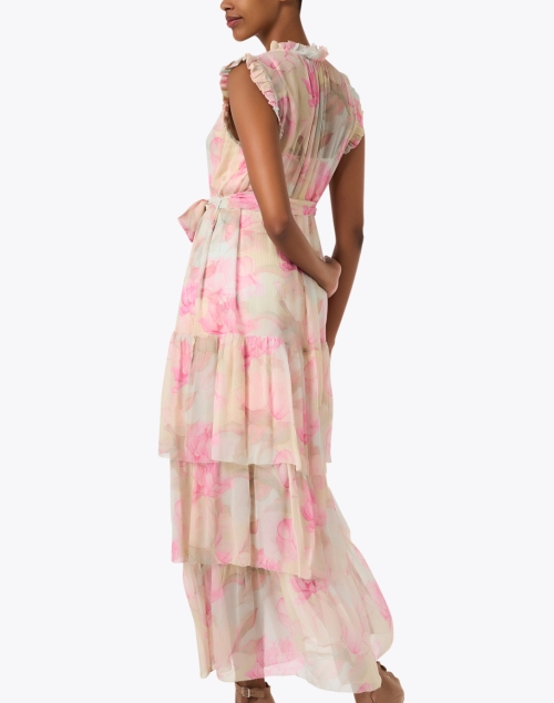 Back image - Christy Lynn - Christian Pink Print Chiffon Dress