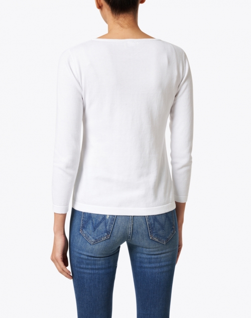 Back image - Blue - White Pima Cotton Boatneck Sweater