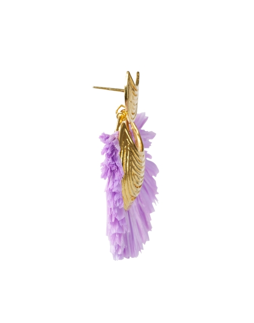 Back image - Gas Bijoux - Gold and Purple Raffia Drop Earrings