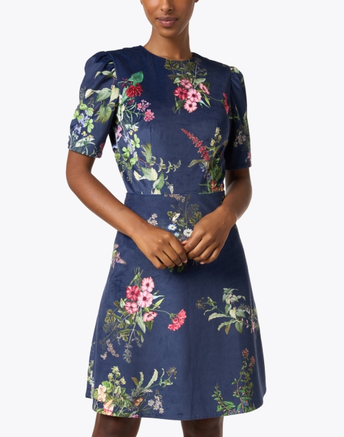 Front image - St. Piece - Alex Blue Floral Velvet Dress