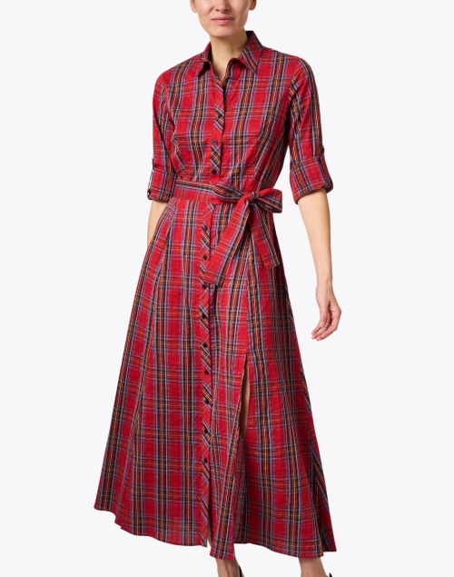 Front image - Finley - Laine Red Plaid Shirt Dress