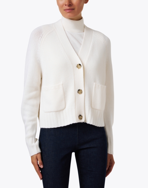 Front image - Allude - Ivory Wool Cashmere Cardigan