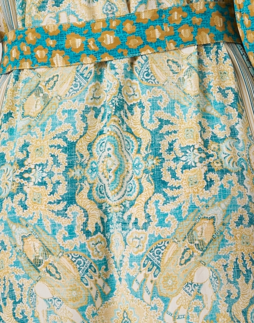 Fabric image - D'Ascoli - Avni Gold and Blue Print Silk Dress