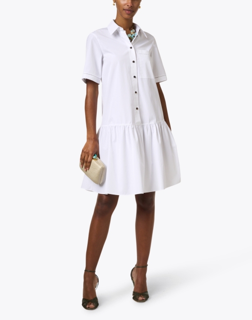 Troy White Cotton Shirt Dress