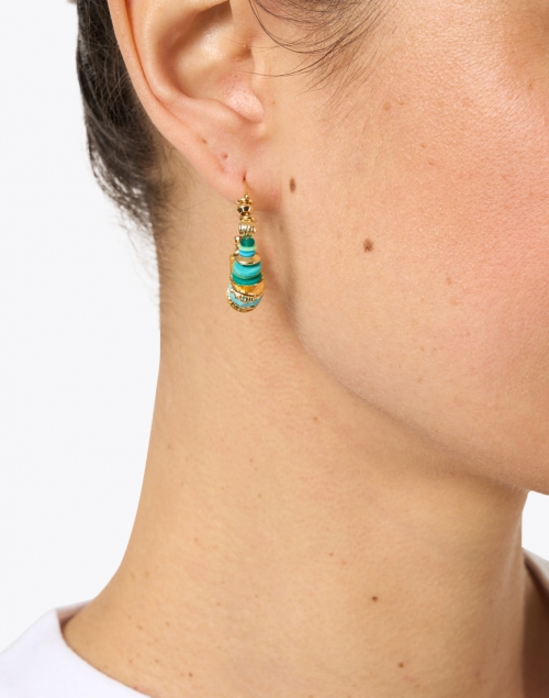 Look image - Gas Bijoux - Aloha Gold, Blue and Green Hoop Earrings