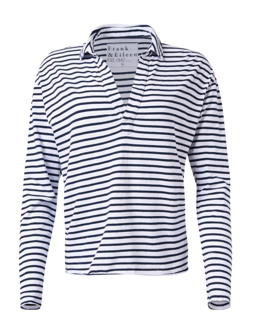 Product image - Frank & Eileen - Patrick Navy and White Stripe Popover Henley Top