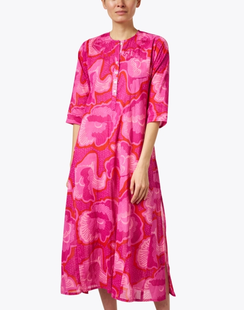 Front image - Ro's Garden - Pink Embroidered Cotton Kurta