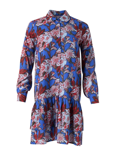 Product image - Ro's Garden - Blue and Red Floral Print Shirt Dress