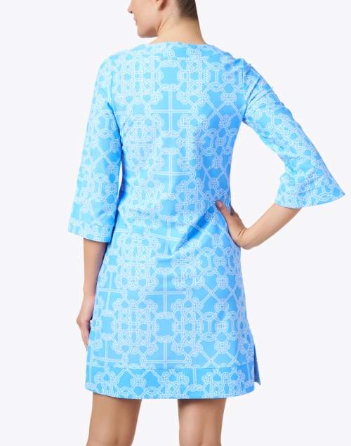 Back image - Jude Connally - Megan Blue Knot Print Dress
