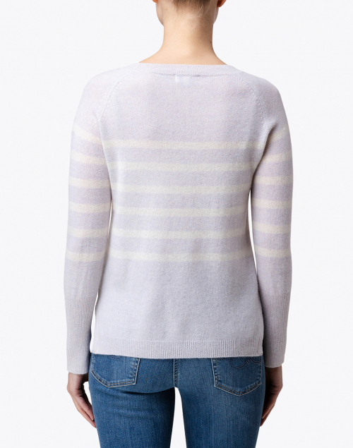 Pale Grey and White Striped Cashmere Sweater | Cortland Park | Halsbrook