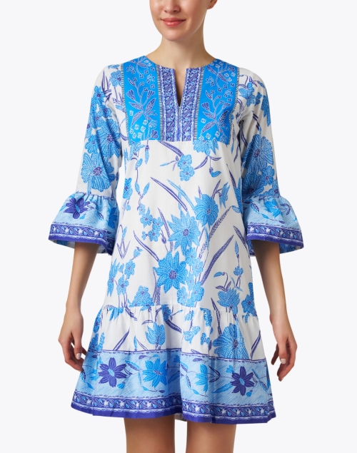 Front image - Bella Tu - Blue and White Print Dress