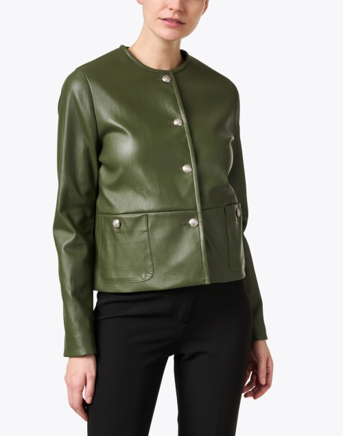 Front image - Susan Bender - Green Leather Jacket