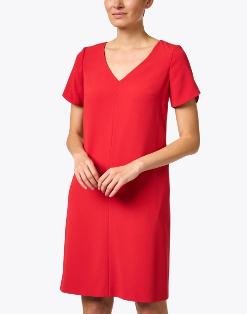 Front image - Paule Ka - Red Satin Crepe Dress