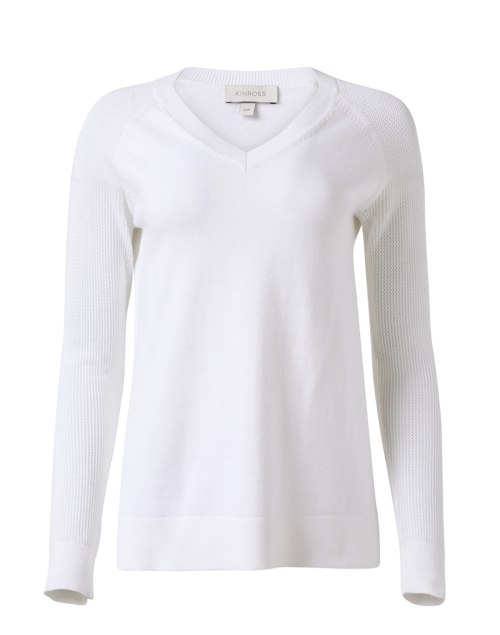 Product image - Kinross - White Cotton Cashmere Sweater